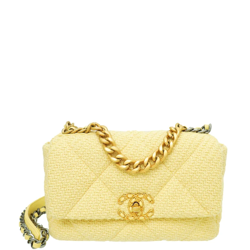  Designer-Inspired Bags, Best PricesBags For Personalized Gifts Chanel Light Yellow CC 19 Wool small Flap Bag