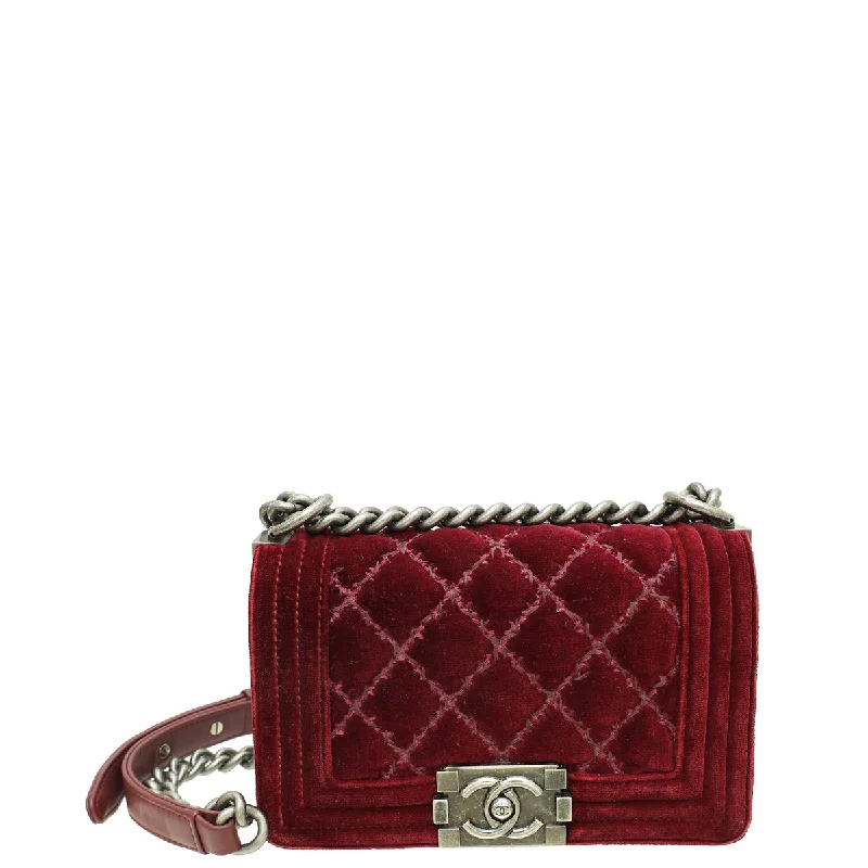  Fashion-Forward Bags At Limited-Time OffersLuxury Bags On Sale Chanel Burgundy Velvet Le Boy Small Flap Bag