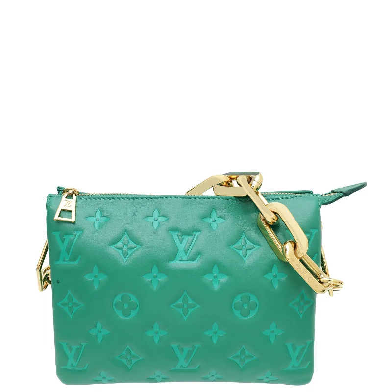  Limited-Stock Handbag Sale For A Stylish LookBag For Modern Fashion Louis Vuitton Green Monogram Embossed Coussin BB Bag W/ Resin Inserts Chain