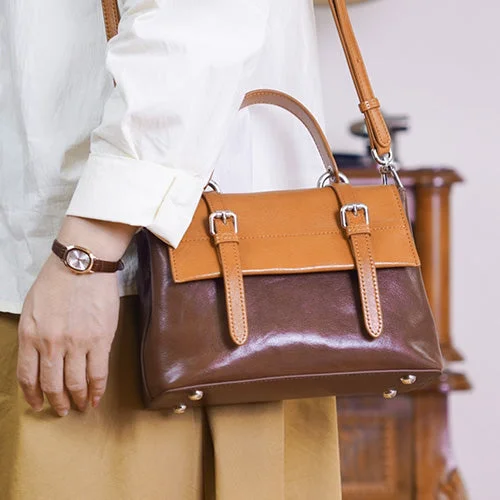  Your Perfect Bag At The Perfect PriceHot Brand Discounts Small Genuine Leather Colorblock Satchel Bags For Ladies