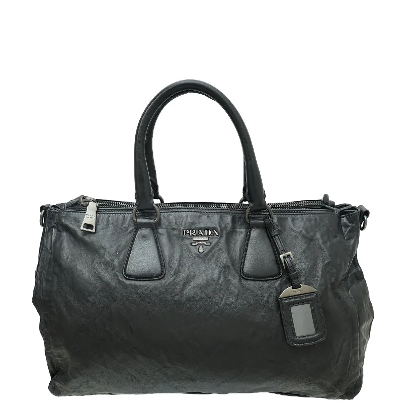 Limited-Time Handbag SaleEveryday Bags For Work, School, Or Errands Prada Black Distressed Soft Double Zipped Tote Bag Limited-Time Handbag SaleEveryday Bags For Work, School, Or Errands Prada Black Distressed Soft Double Zipped Tote Bag