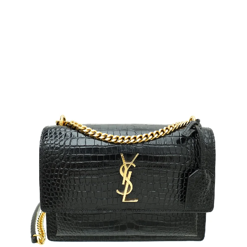 Stylish Bags At Unbeatable PricesExplore What's New YSL Black Croco Embossed Sunset Medium Shoulder Bag Stylish Bags At Unbeatable PricesExplore What's New YSL Black Croco Embossed Sunset Medium Shoulder Bag