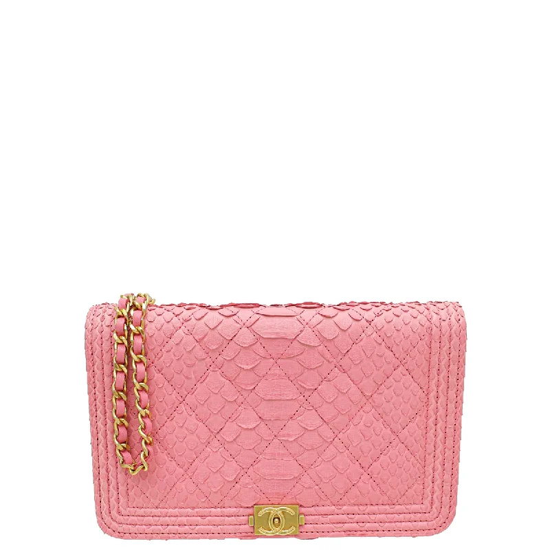Fashionable Handbags, Limited-Time DealsTimeless Elegance Sale Chanel Pink Python Boy Wallet on Chain Fashionable Handbags, Limited-Time DealsTimeless Elegance Sale Chanel Pink Python Boy Wallet on Chain