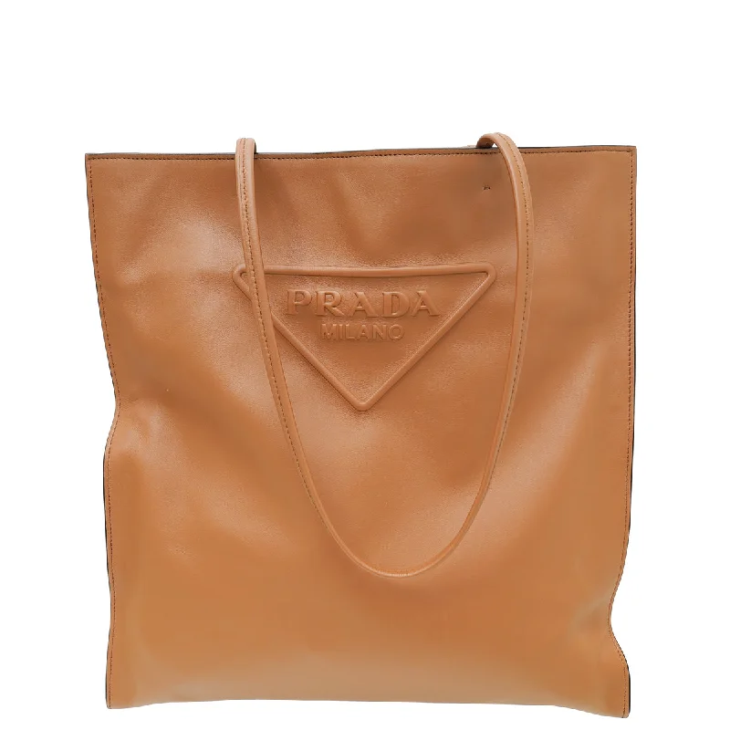  Stylish Handbags At Unbeatable DiscountsTrendy Looks On Sale Prada Cognac Brown Triangle Logo Tote Bag