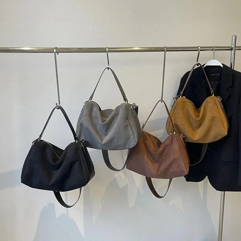  Fashion Bags, Limited OfferSeasonal Clearance Bags For Summer Large Suede Soft Leather Tote Women's Crossbody Bags Zipper Short Handle Purses