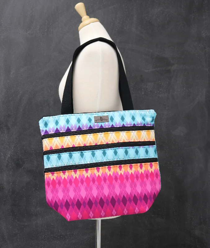  Flash Sale On Elegant Bags – Limited Stock AvailableThe Good Stuff Zipalicious Triple Zipper Tote Bag in Argyle Dawn