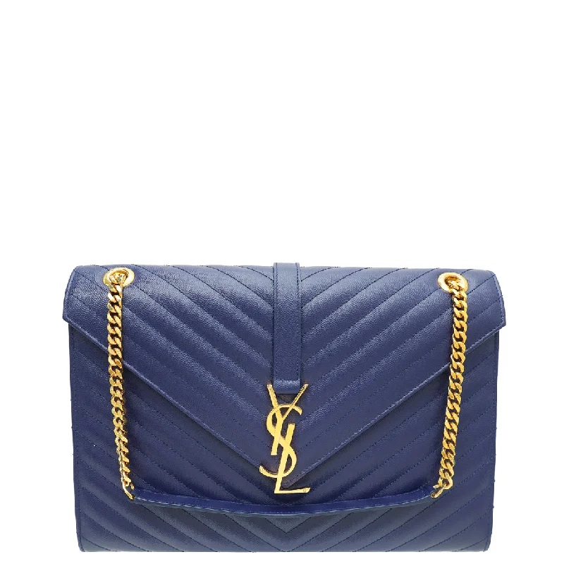 The Best Handbag Offers Are HereUnbeatable Prices YSL Navy Blue Monogram Chevron Large Satchel Bag