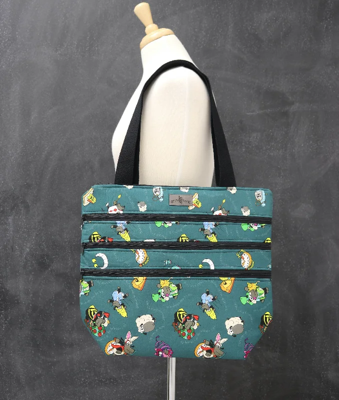  Elegant Totes At Limited-Time PricesPolished Style Deals Zipalicious Triple Zipper Tote Bag in Alice in Wonderland Sheeple