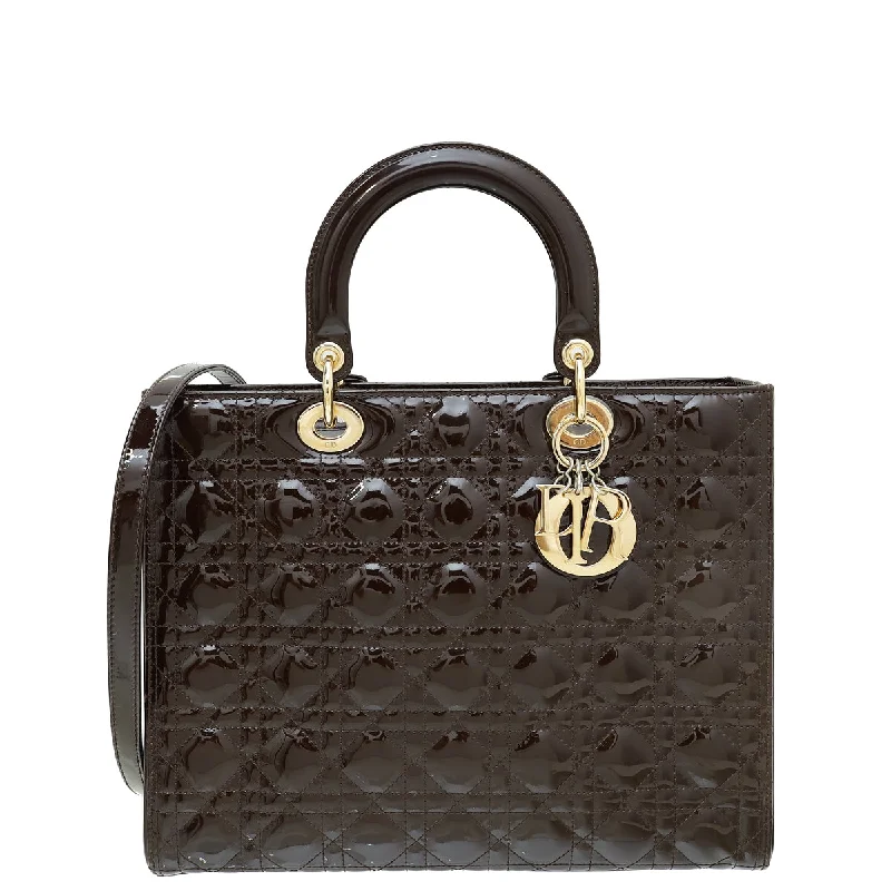 The Bag Sale You've Been Waiting For Is HereLuxury Fashion Christian Dior Chocolate Brown Lady Dior Large Bag