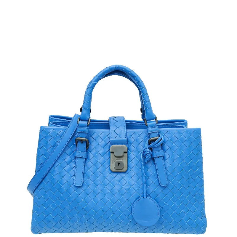  Classic Totes At Unbeatable DealsLuxury Fashion Bottega Veneta Blue Intrecciato Nappa Roma Small Bag