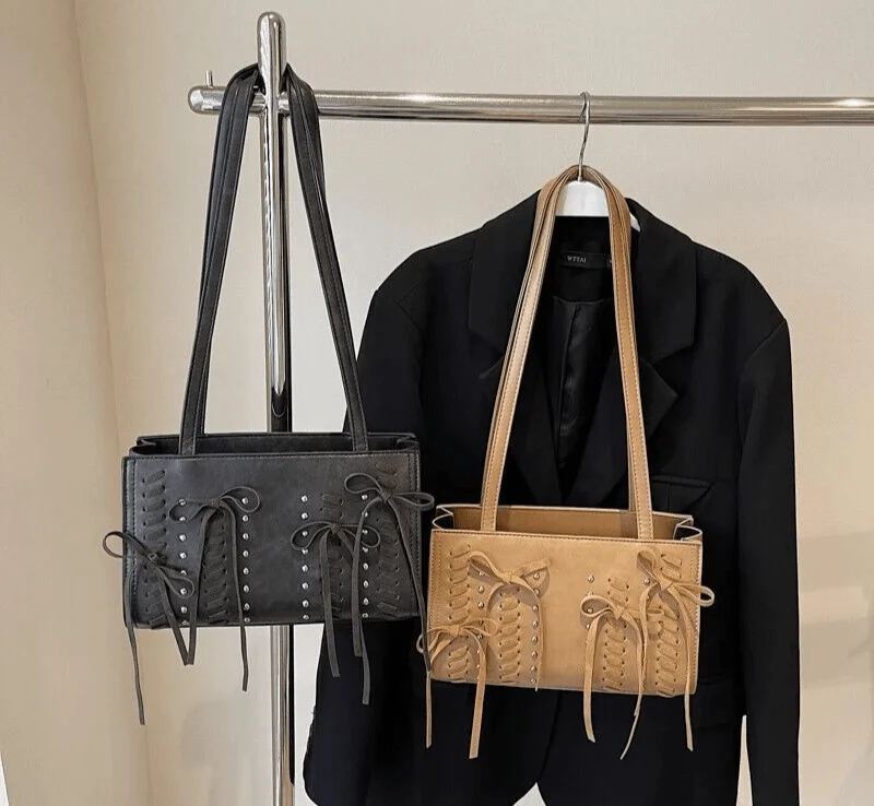  The Best Handbag Deals Are Available NowDesigner-Inspired Bags At Budget-Friendly Prices Small Shoulder Bags Bow Crisscross Studded Women Zipper Double Handles Tote Bag