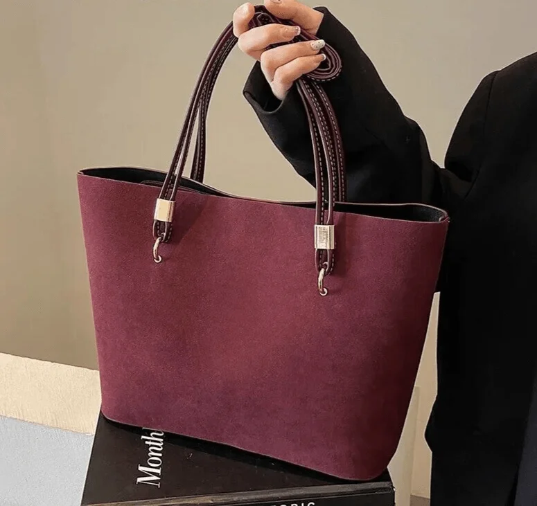  Chic Bags, Shop NowVintage Style Deals Suede Leather Women Tote Bags Large Zipper Matte Solid Double Handles Handbags