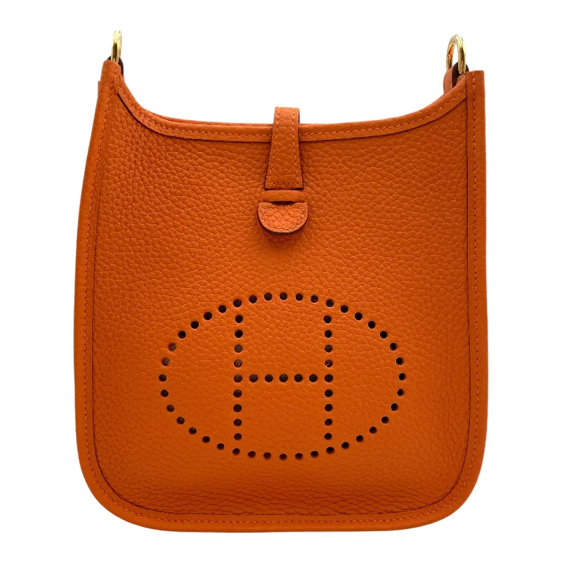  Trendy Backpacks, Huge MarkdownsAffordable Handbags Evelyne Mini Orange in Clemence, Gold hardware