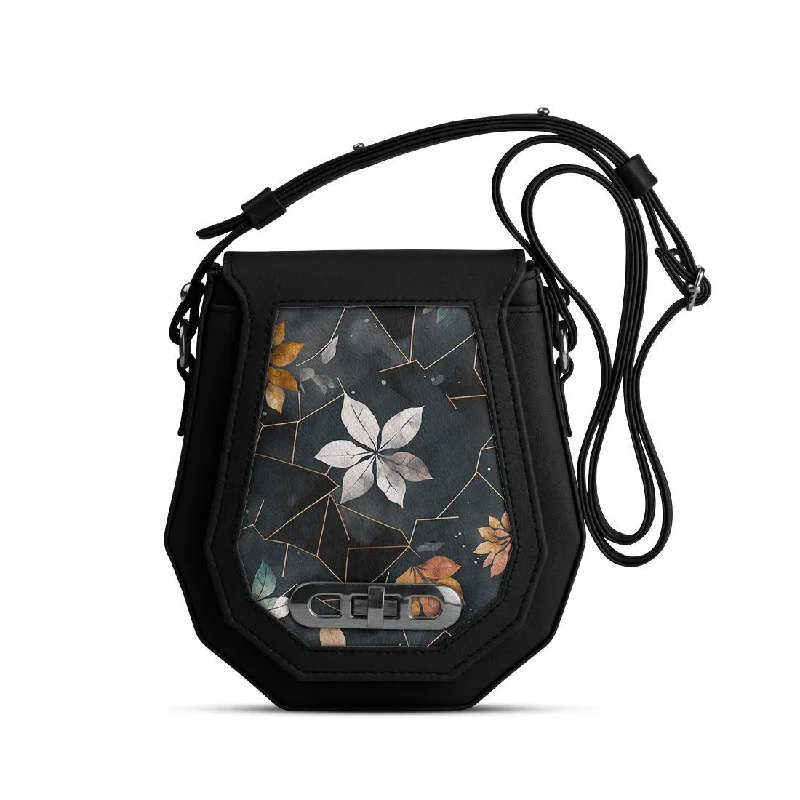  Fashion Bags, Huge SavingsLaid-Back Fashion Offers Black Polygon Crossbags Dark Floral