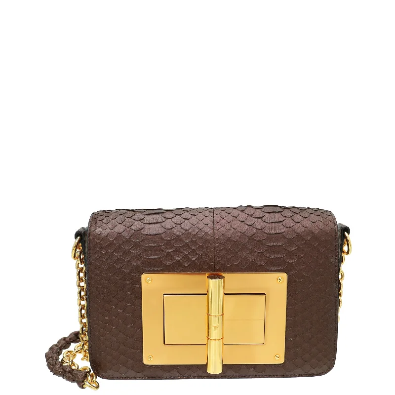  Fashion-Forward Bags, Now On SaleUrban Bags For City Life And Streetwear Fashion Tom Ford Metallic Brown Python Natalia Medium Chain Bag