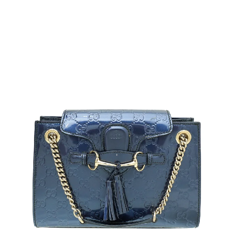  Stylish And Functional Bags Now At Reduced RatesRetro Lovers Gucci Navy Blue GG Guccissima Emily Small Shoulder Bag