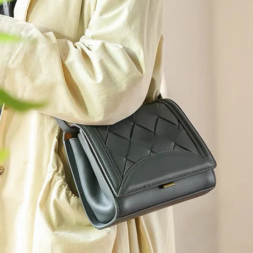  Seasonal Sale On Trendy HandbagsSpring Offer Woven Genuine Leather Satchel Crossbody Bags For Ladies
