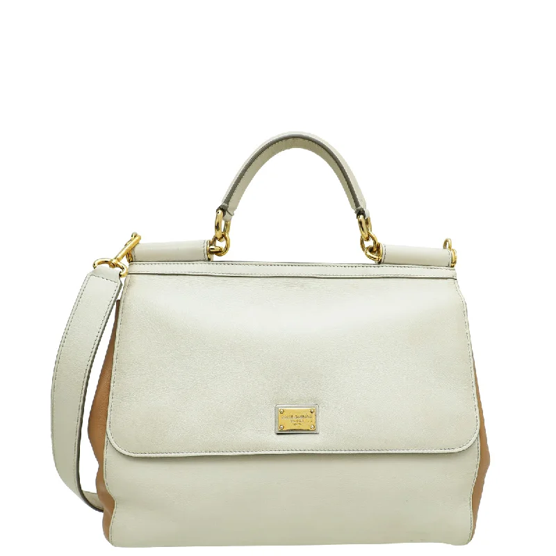  Chic Shoulder Bags At Promotional RatesModern And Limited-Time Offer Bags Dolce & Gabbana Bi-Color Miss Sicily Large Satchel Bag