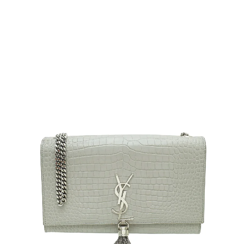 Flash Sale On HandbagsBlack Friday And Cyber Monday Bag Deals YSL Grey Kate Tassel Croco Embossed Medium Shoulder Bag Flash Sale On HandbagsBlack Friday And Cyber Monday Bag Deals YSL Grey Kate Tassel Croco Embossed Medium Shoulder Bag
