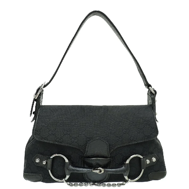 Big Savings On Totes, Crossbody Bags, And MoreChic Style, Always In Vogue Gucci Black GG CHain Horsebit Shoulder Bag Big Savings On Totes, Crossbody Bags, And MoreChic Style, Always In Vogue Gucci Black GG CHain Horsebit Shoulder Bag