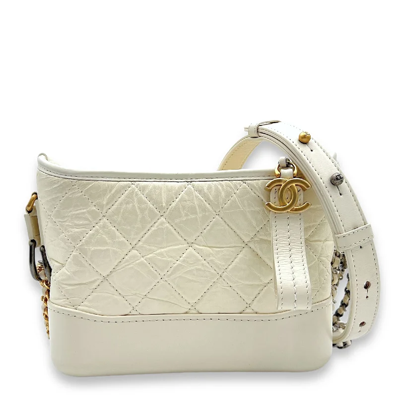 Classic Totes At Unbeatable DealsLightweight And Affordable Bags Gabrielle Small White Crossbody Bag in Calfskin, Mixed hardware Classic Totes At Unbeatable DealsLightweight And Affordable Bags Gabrielle Small White Crossbody Bag in Calfskin, Mixed hardware