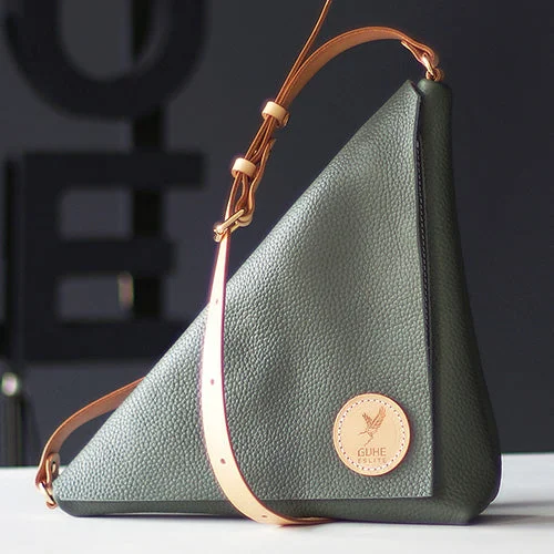  Everyday Bags, Budget-FriendlyHot Trends Handmade Grey Full Grain Leather Triangle Side Bag Fanny Pack
