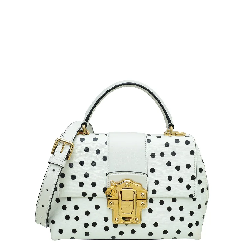  Shoulder Bags, Best Deals TodaySeasonal Clearance Bags For Summer Dolce & Gabbana Bicolor Polka Dot Print Lucia Satchel Bag