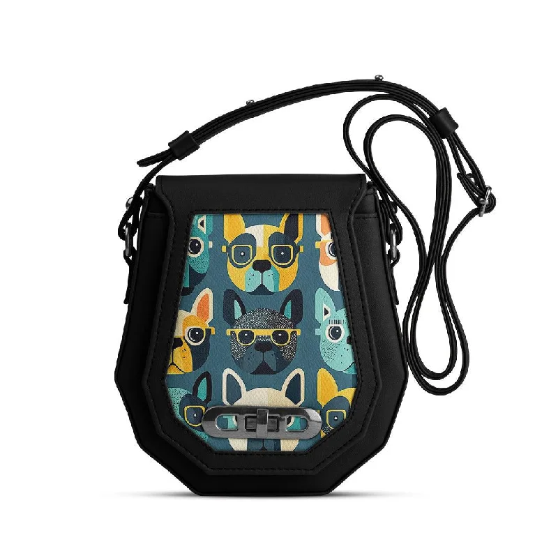  Elegant Bags, Limited StockHigh-End Style Discounts Black Polygon Crossbags Glassy Dogs