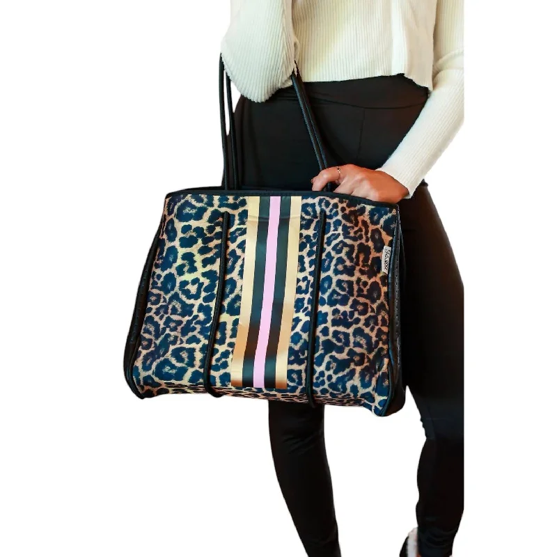  Grab Your Favorite Handbags For LessThe Good Stuff Women's Sierra Neoprene Bag In Pink Stripe Leopard