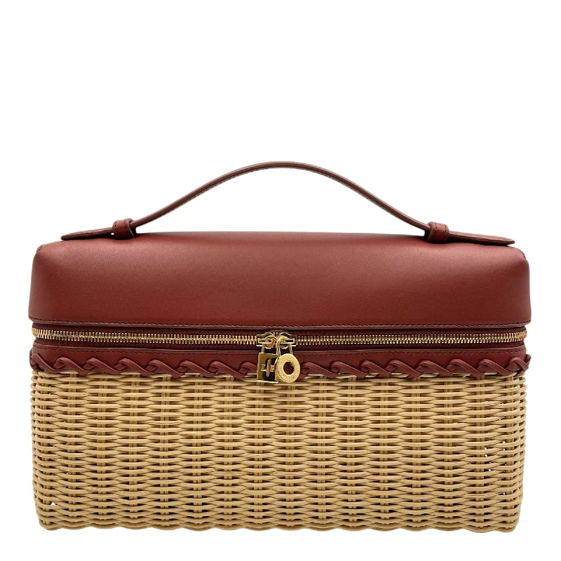  Seasonal Sale On Trendy HandbagsSpecial Offers Extra Pocket L27 Brown Crossbody Bag in Wicker, Calf, Gold hardware
