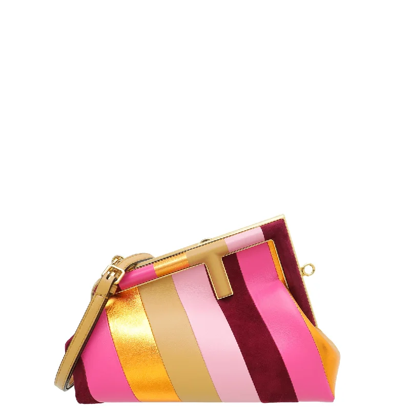  Stylish Totes, Special DiscountsNew Styles Just In Fendi Multicolor First Small Nappa Suede Striped Inlay Bag