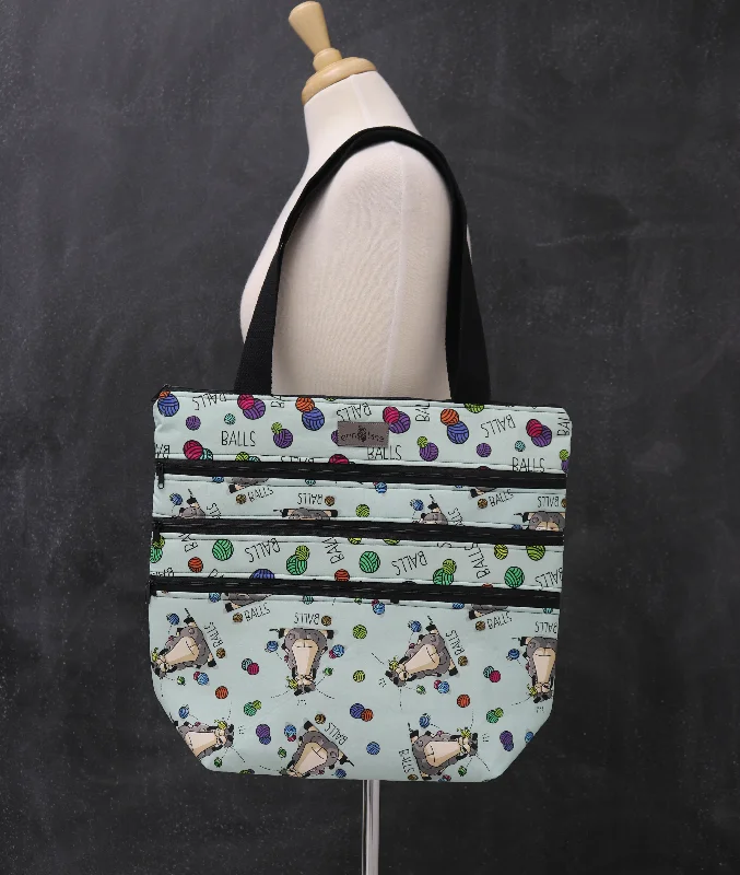 Sleek Bags, Perfect PricesInspired Bags For High-End Fashion Zipalicious Triple Zipper Tote Bag in Larry "Balls" Sleek Bags, Perfect PricesInspired Bags For High-End Fashion Zipalicious Triple Zipper Tote Bag in Larry "Balls"