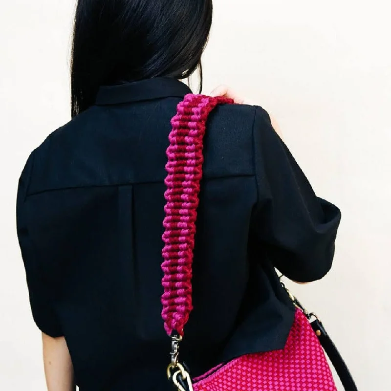  Elevate Your Style With Our Handbag SaleFlash Sale On Premium Bags Macrame Strap Magenta & Red