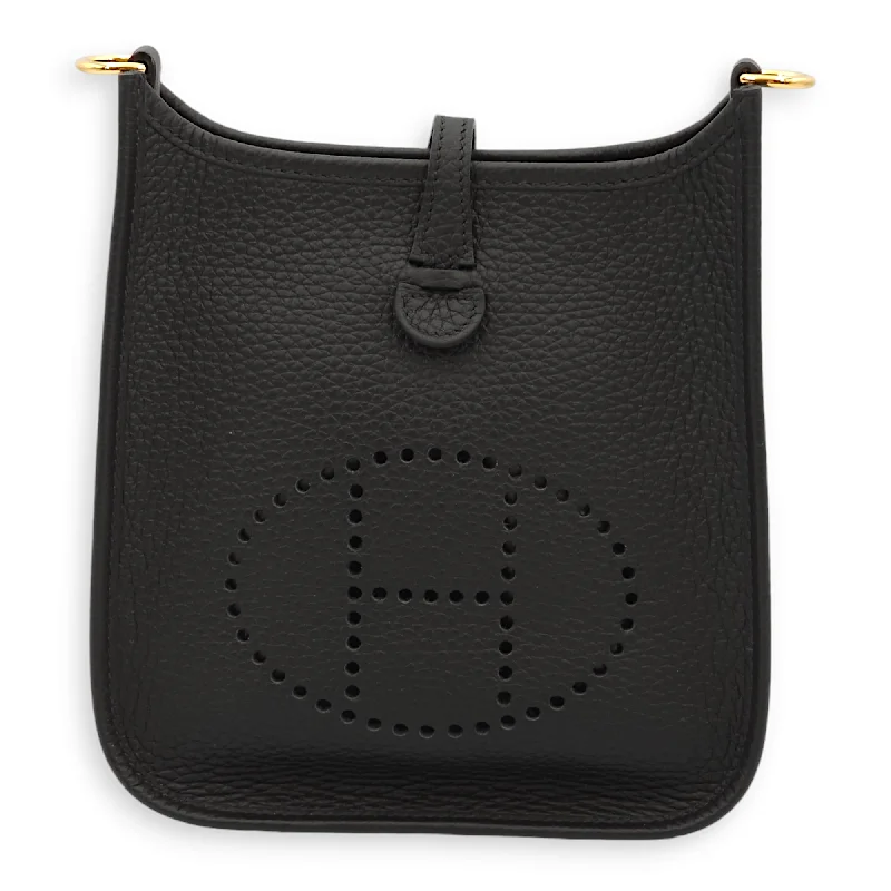  Stylish And Durable Handbags At Great ValueBlack Friday And Cyber Monday Bag Deals Evelyne Mini Black in Clemence, Gold hardware