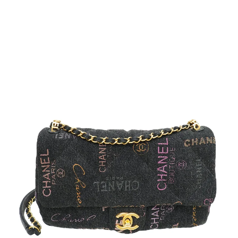  Chic Crossbody Bags, Limited OffersSpacious And Discounted Bags Chanel Black CC Denim Logo Print Small Flap Bag