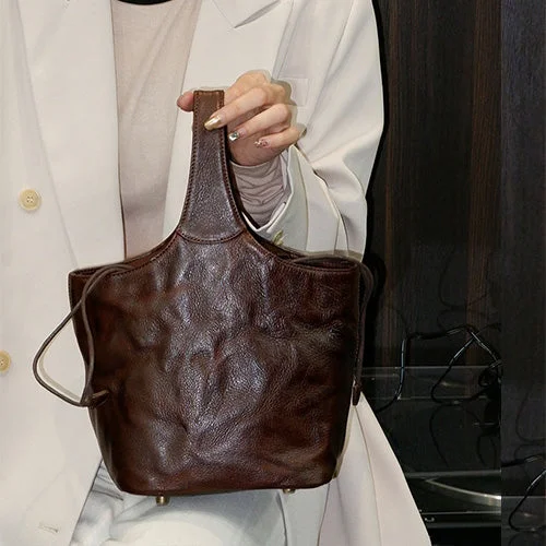  Fashionable Bags At Must-Have PricesHoliday Attire Sale Distressed Leather Small Bucket Bag Purse With Handle For Women