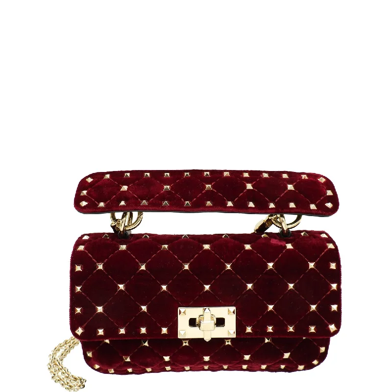 Chic Handbags At Special Promotional PricesFall Sale, Prices Drop Valentino Burgundy Velvet Rockstud Spike Small Chain Bag Chic Handbags At Special Promotional PricesFall Sale, Prices Drop Valentino Burgundy Velvet Rockstud Spike Small Chain Bag