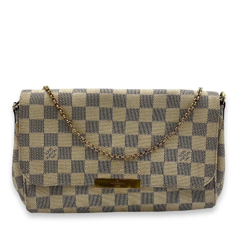  Elegant Bags, Limited Stock AvailableStreet Chic Discounts Favourite Crossbody Bag Damier Azur in Coated Canvas, Gold hardware