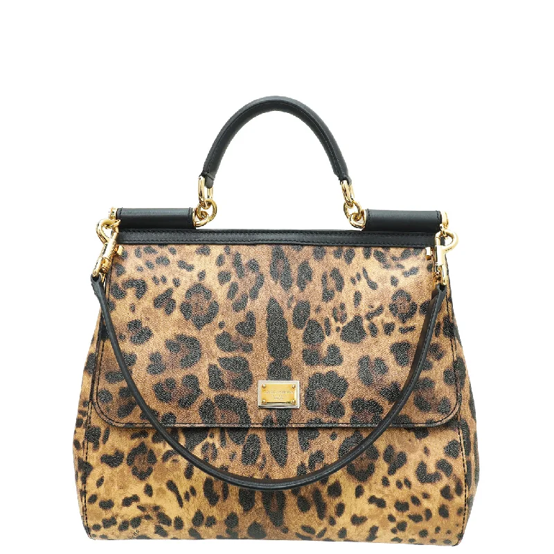 Stylish Totes, Exclusive SavingsTrendy Bags For Teenage Girls Dolce & Gabbana Bicolor Leopard Print Sicily Large Bag