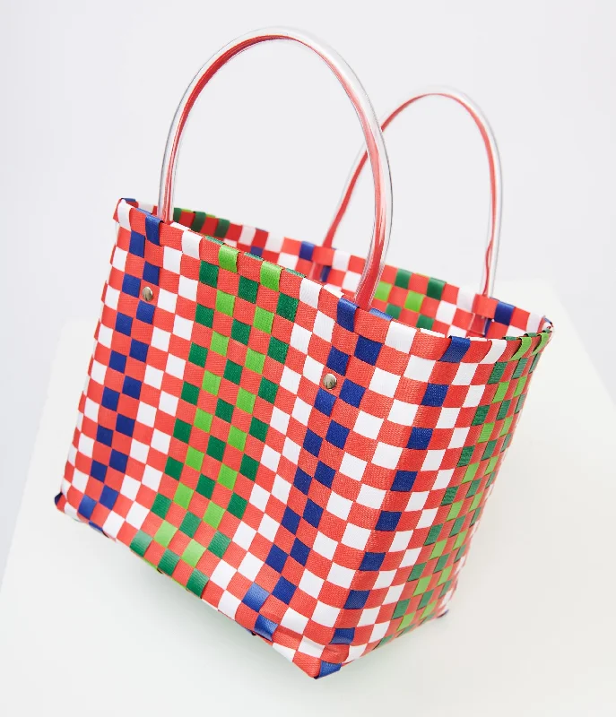  Trendy Backpacks, Huge Markdowns1970s Red & Green Woven Basket Bag