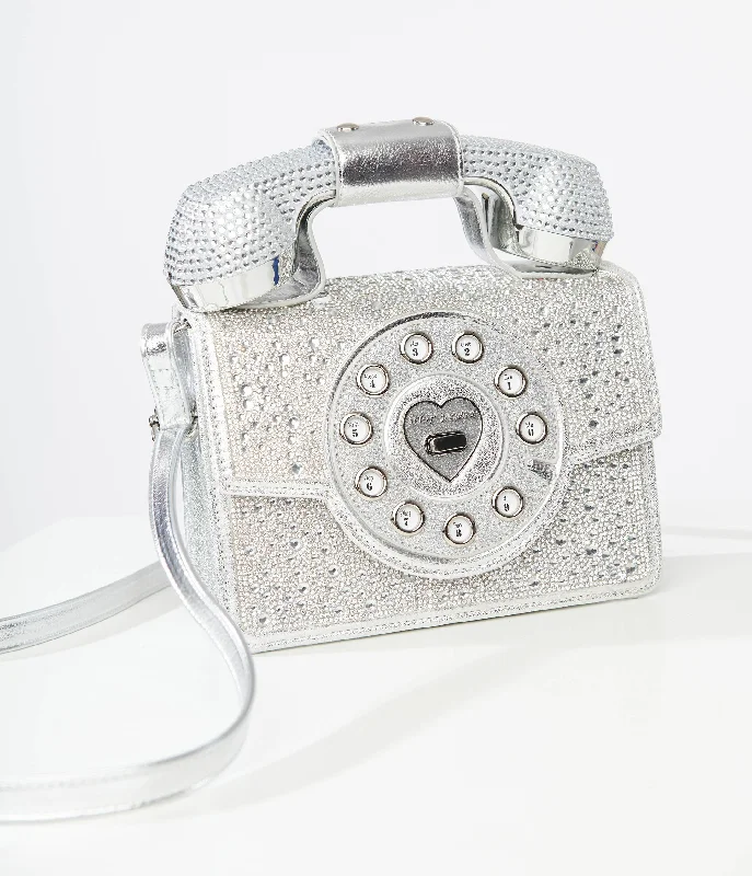  Stylish Totes With Special DiscountsBetsey Johnson Silver Rhinestone Phone Handbag