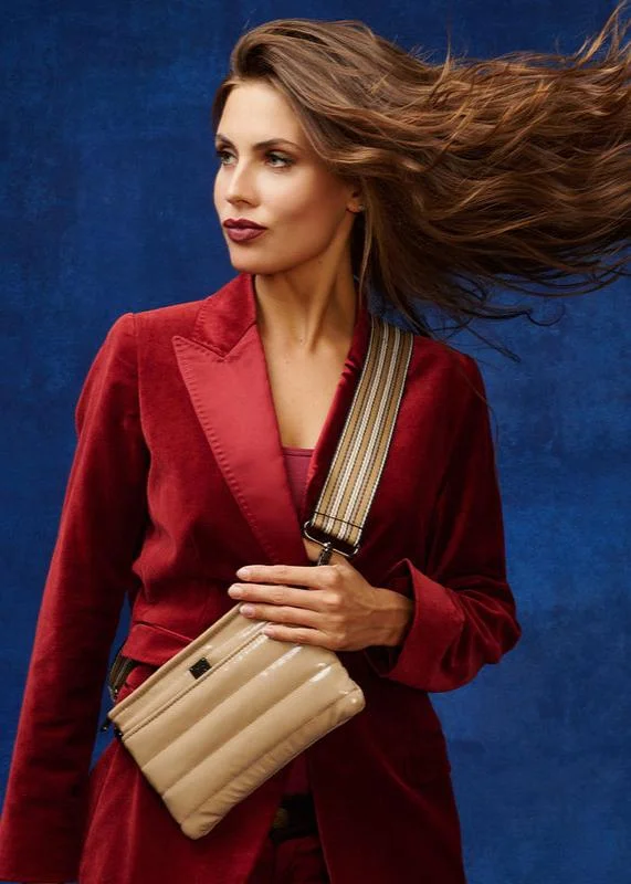  Luxury Bags, Budget PricesBum Bag Crossbody in Camel Patent