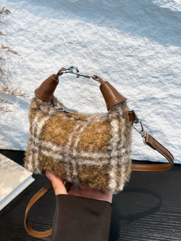  Premium Quality Bags, Budget PricesFuzzy Polyester Mini Handbag with Zipper