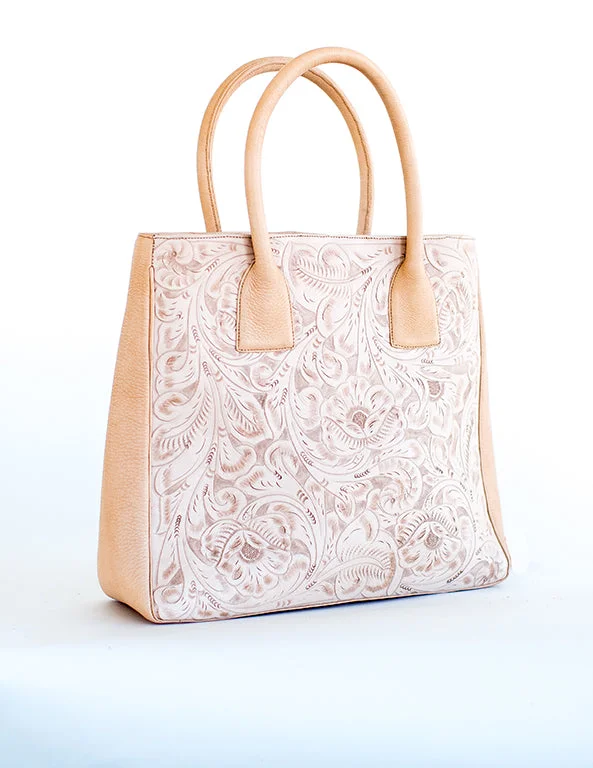  Fashionable Handbags, Limited-Time DealsJuan Antonio Natural Tooled Leather Tote
