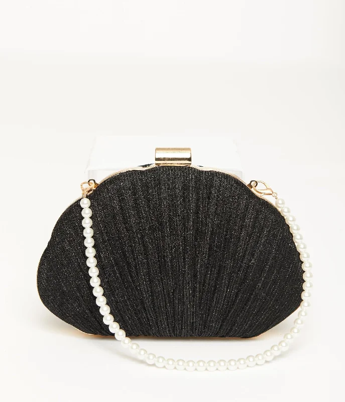  Designer Bags At Low PricesUnique Vintage 1950s Black Sparkle Scallop Handbag