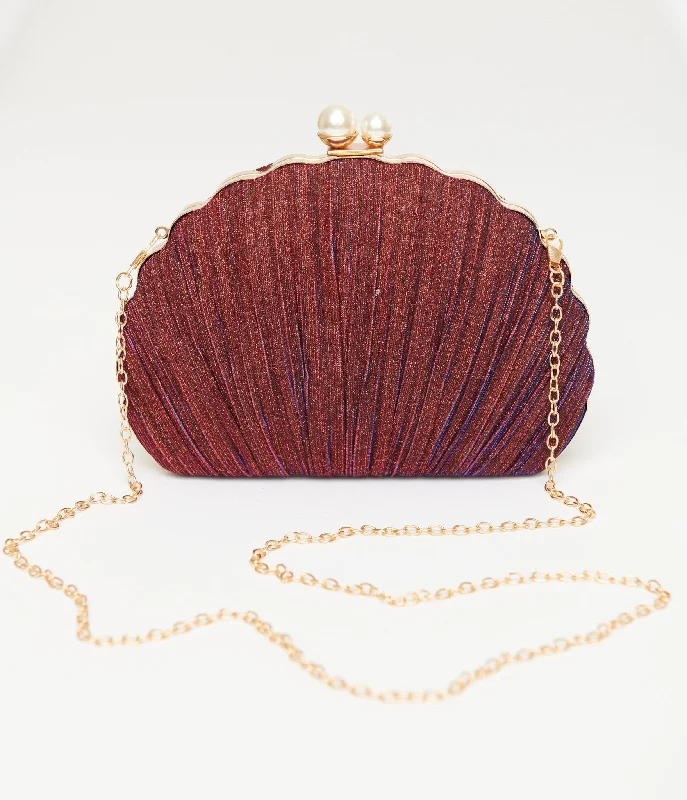  Fashion Bags, Huge SavingsUnique Vintage 1950s Iridescent Purple Sparkle Scallop Handbag