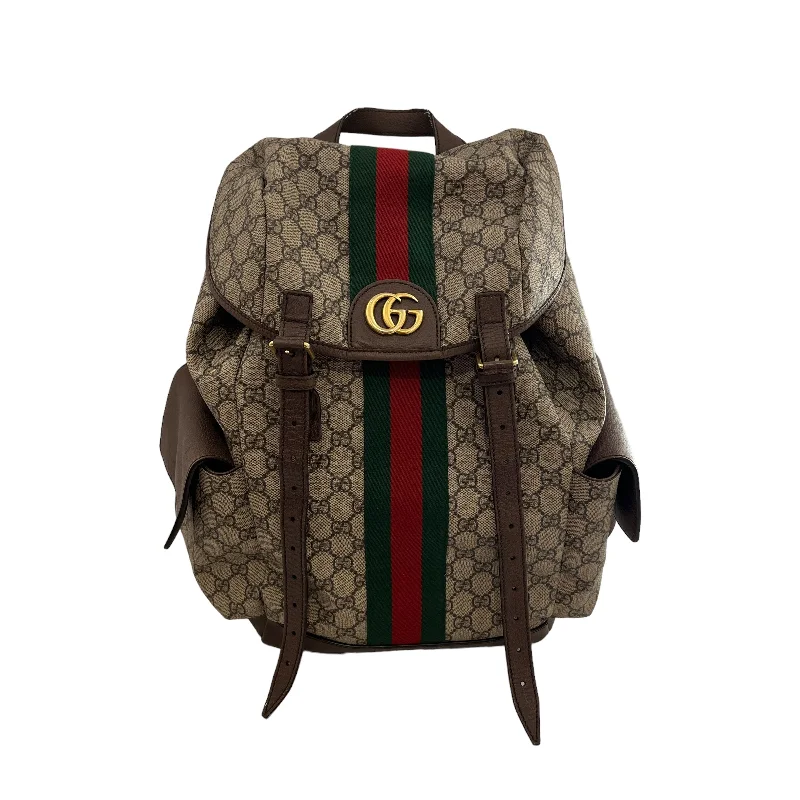  Elegant Bags, Limited StockGUCCI/Backpack/Monogram/Leather/KHK/MARMONT BACKPACK