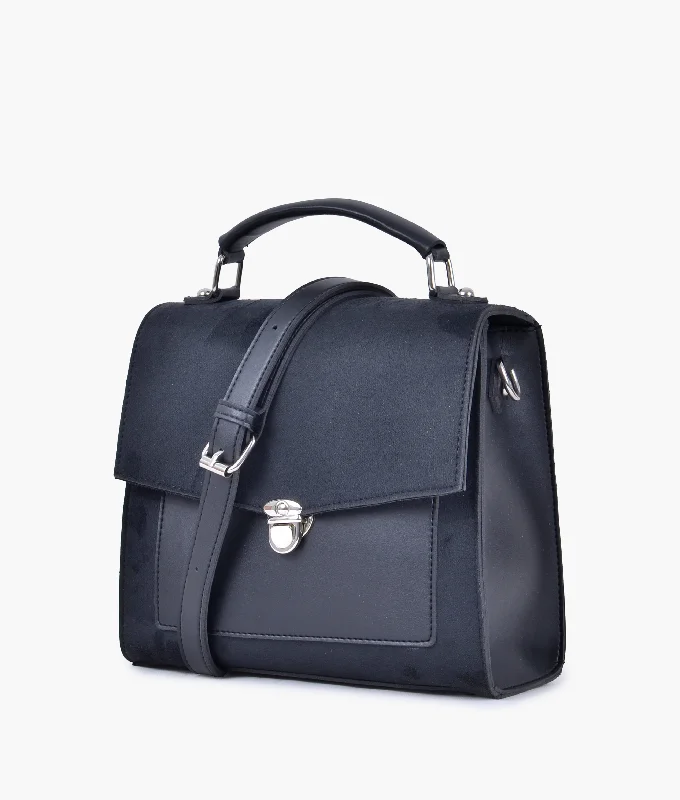  Shoulder Bags, Crossbody Bags, And More On SaleBlack suede push-lock messenger bag