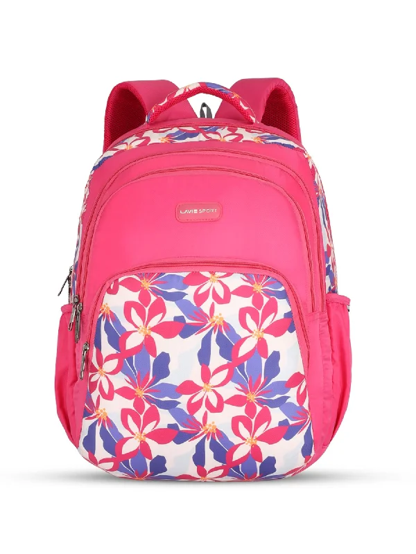  Best Deals On Premium HandbagsLavie Sport Daylilies 39L Printed School Backpack with Rain cover for Girls Magenta