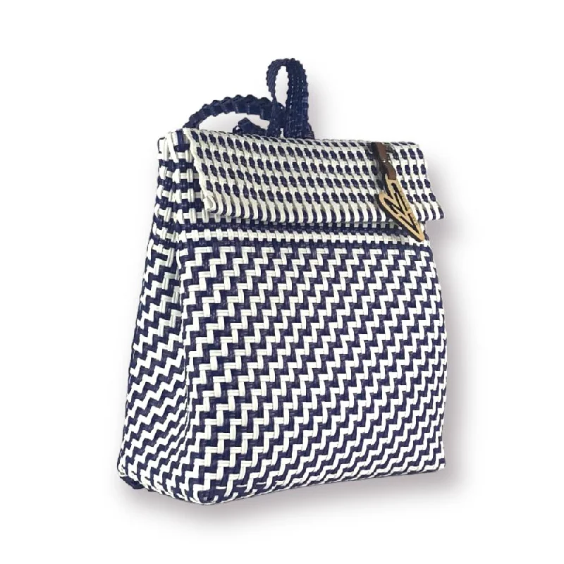  The Best Handbag Sale Of The SeasonMaria Victoria | Magpie NW BK | Upcycled, Handwoven, Navy&White Backpack